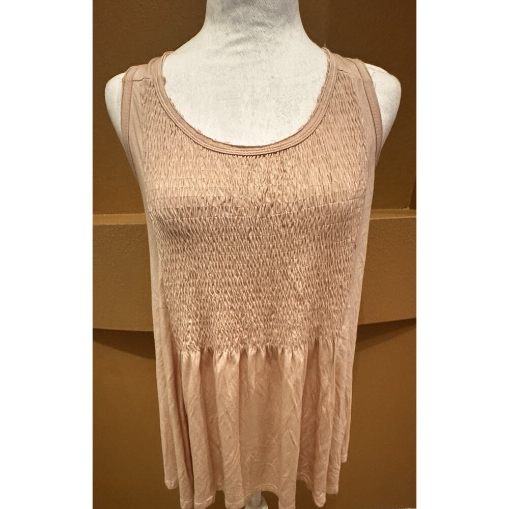 POL Pink Flowy Boho Baby Doll Tank Top Women’s With Lace up Back Tie Size S